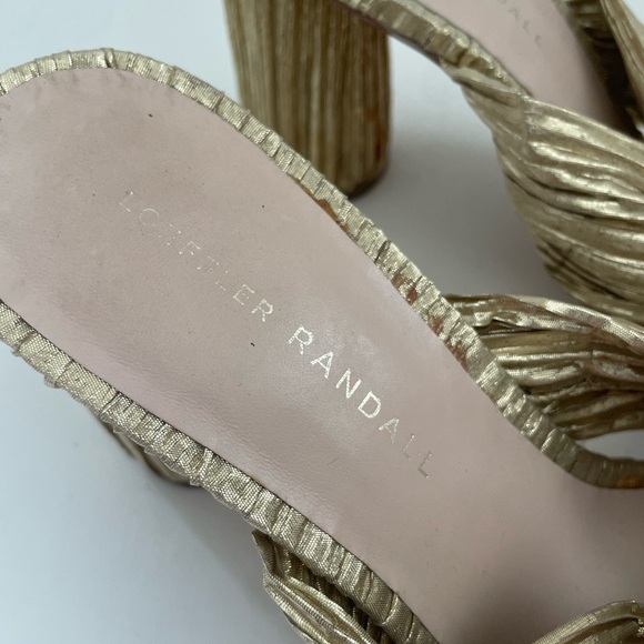 Loeffler Randall Penny Knotted Metallic Gold Mules 38 1/2 8 - Picture 2 of 6